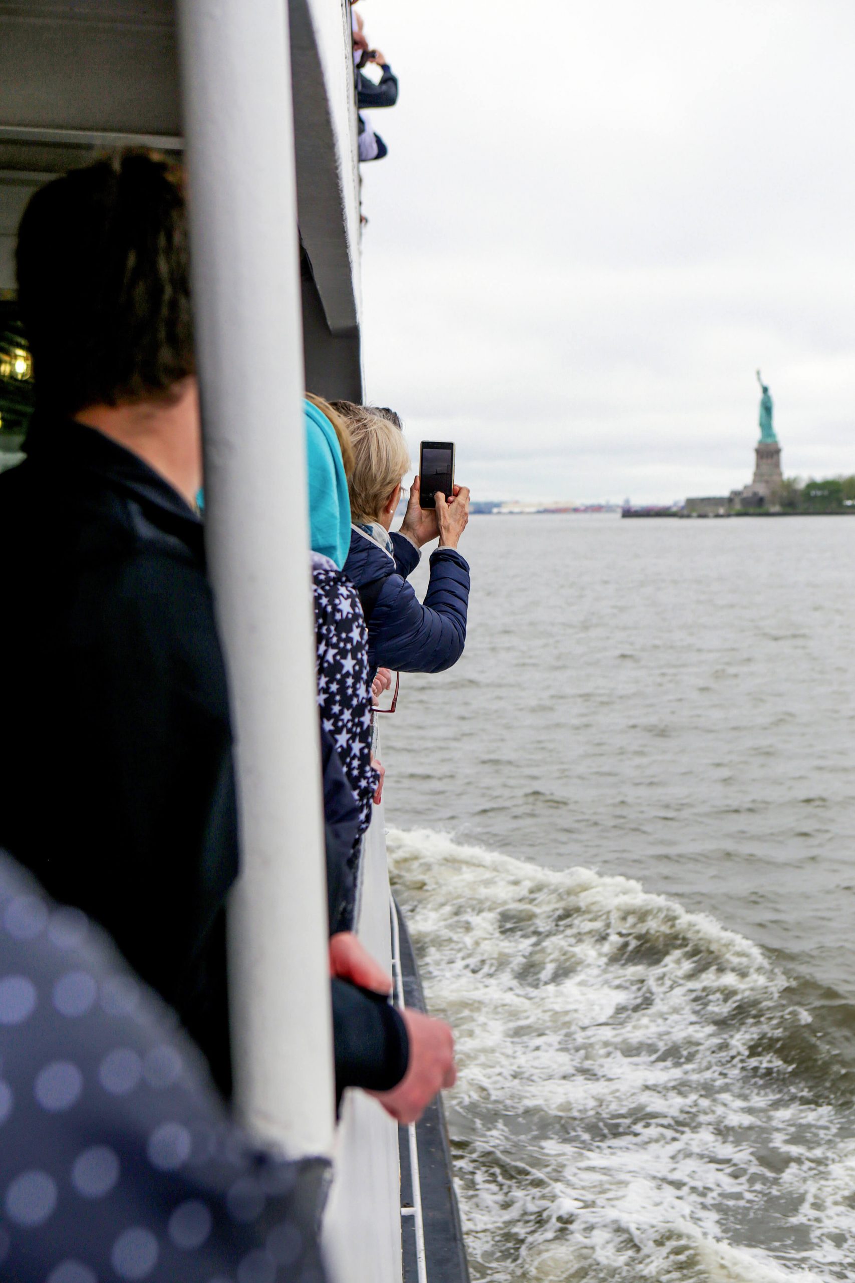 On the boat to the statue of liberty